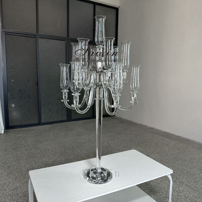 New Luxury 13 Arms Clear Crystal Tall Candelabra for Table&Wedding Decoration