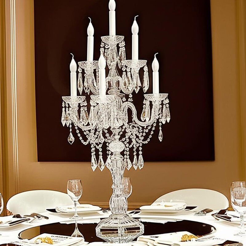 Crystal Clear Glass Candelabra Sophisticated Table Lighting Centerpiece for Weddings Events Banquets and Home Decoration